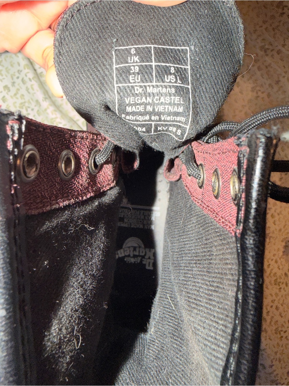 Dr. Martens Vegan Castel Canvas 8-Eye Boots Cherry Red Burgundy Size 8 EUC - Picture 7 of 7